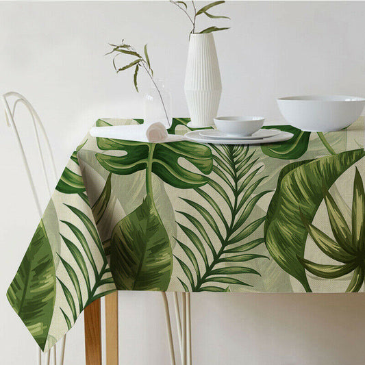 Norse Style Green Plant Leaf Tablecloth