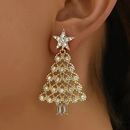 Colorful Crystals Christmas Tree Earrings Fashion Earrings