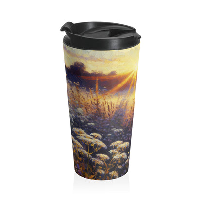 "Wildflower Sunrise" - Taza de viaje de acero inoxidable estilo impresionista The Alien