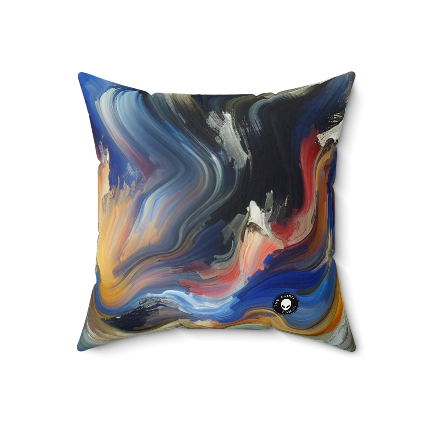 "Cacophony of Conflict" - The Alien Spun Polyester Square Pillow Expressionism