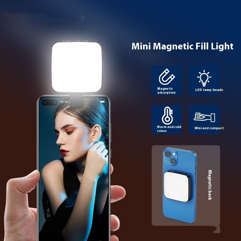 Mini luz de relleno para teléfono móvil W42 para grabación en vivo con imán