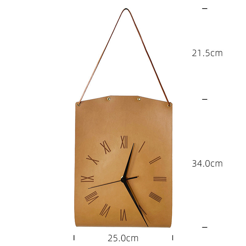 Bag-shaped Creative Wall Clock Modern Art Clock Watch Wall Retro Leather Personality Living Room Bedroom Mute