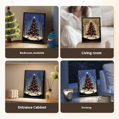 2024 Nouveau haut-parleur lumineux Peinture d'arbre de Noël Haut-parleur Bluetooth Ornement de bureau Cadeau Lumière et ombre Art Éclairage