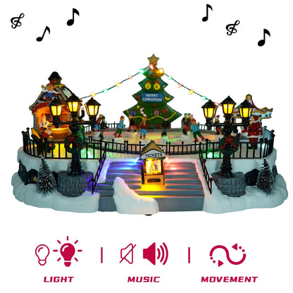 New Ski Christmas Scene Playground Music Box Decoration