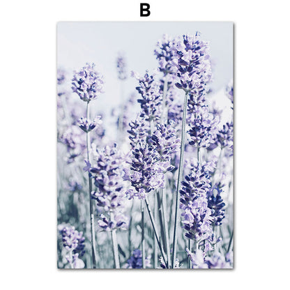 Purple Flower Field Lavender Bicycle Landscape Poster