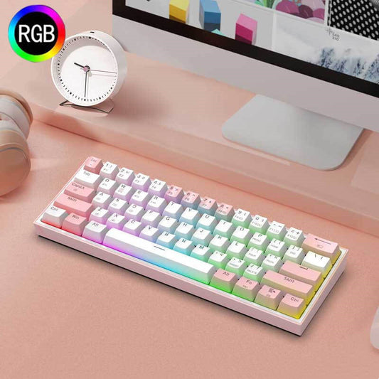 Teclado de computadora mecánico inalámbrico Bluetooth de 61 teclas