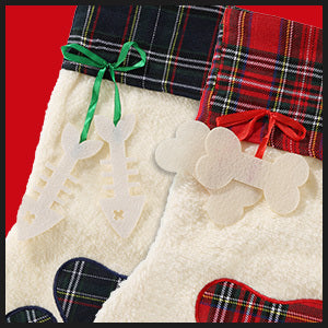 Pieces Buffalo Plaid Pet Stockings For Cats And Dogs - Paw Pattern Hanging Christmas Decorations