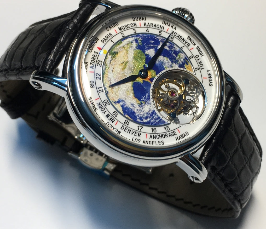 Montre ronde Globe Tourbillon mode 3D