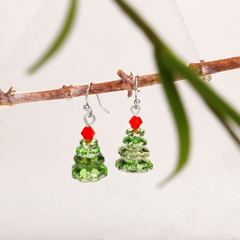 Boucles d'oreilles pendantes créatives multicolores personnalisées en forme d'arbre de Noël