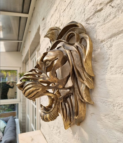 Lion's Head Wall Hanging Art Metal Sculpture