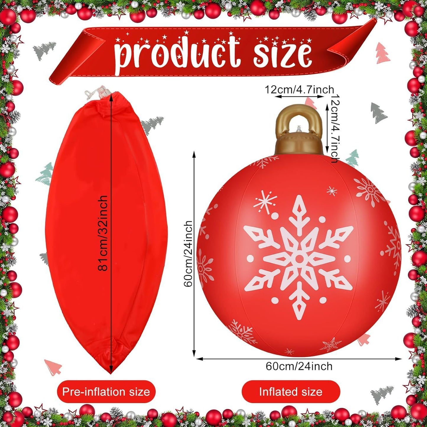 PVC Inflatable 60cm Christmas Ball Ornament Ball Venue Layout Party Atmosphere Ball Courtyard Layout