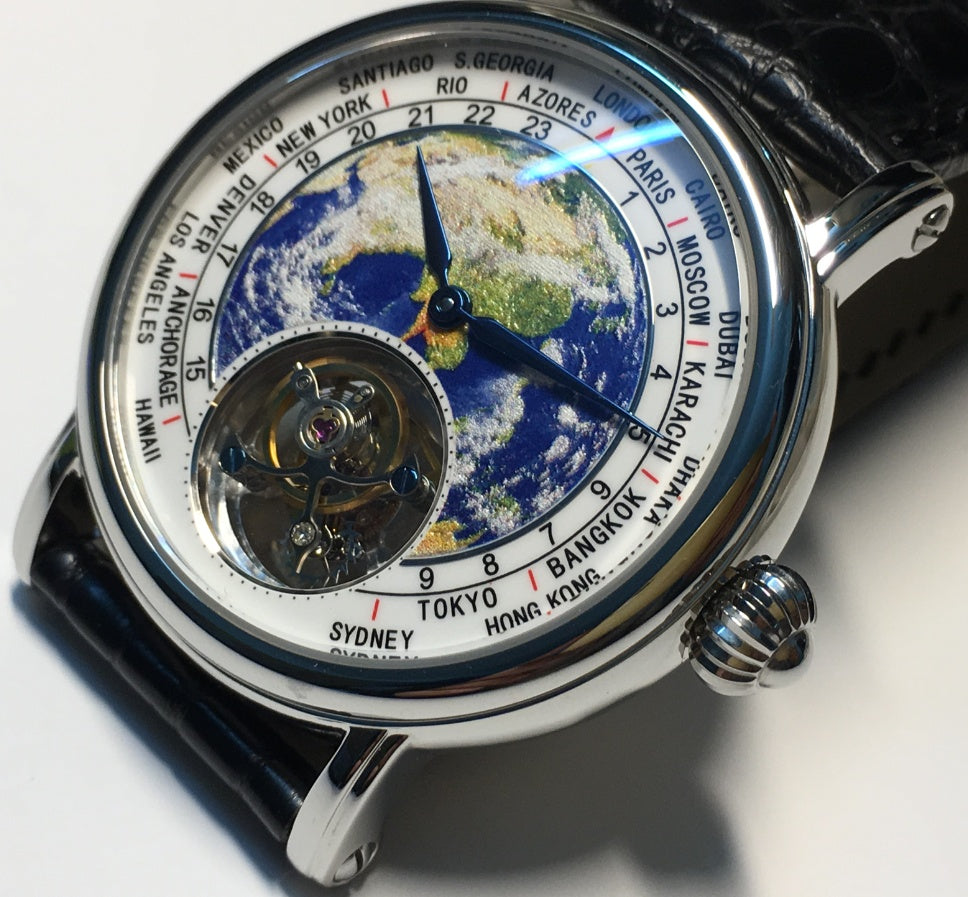 Montre ronde Globe Tourbillon mode 3D