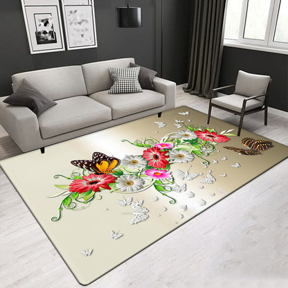 Tapis de sol de salon imprimé fleur-oiseau 3D