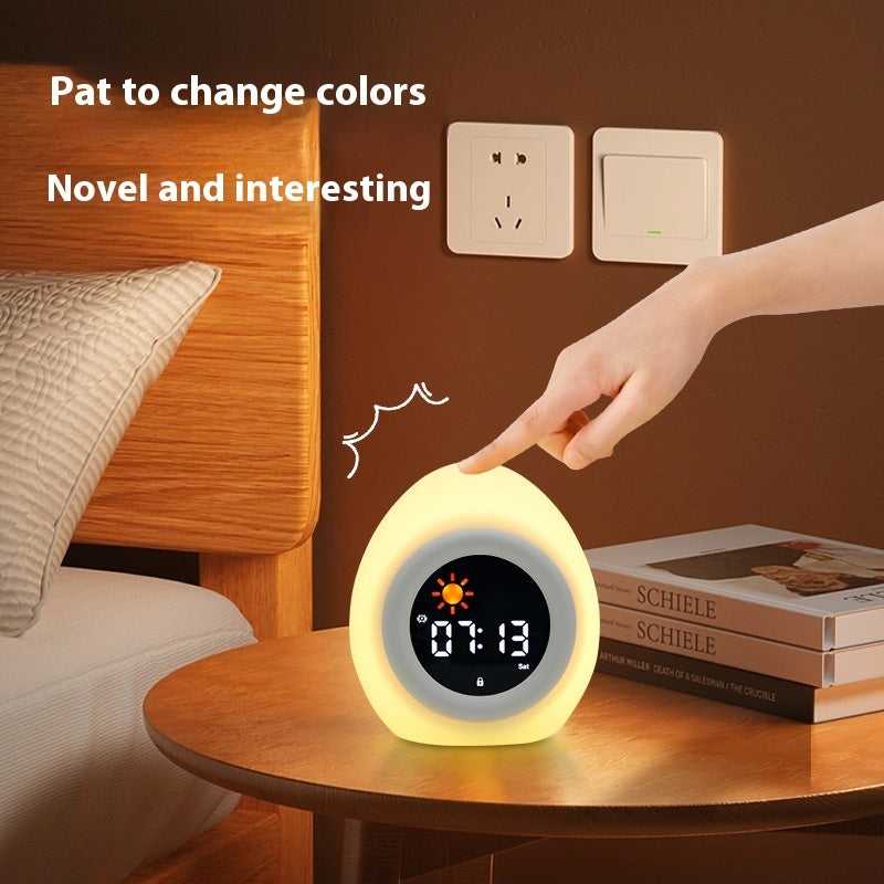 Simple Egg Sleep Alarm Clock Get Up Small Night Lamp