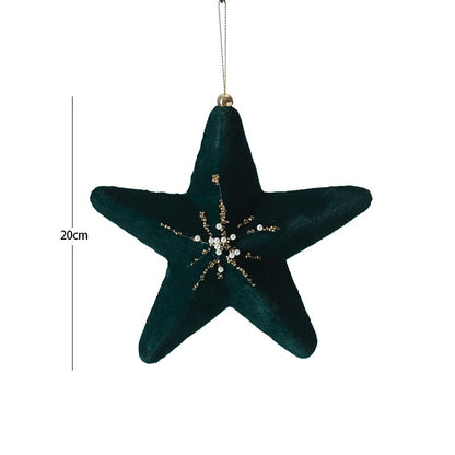 Pendentif de décoration d'arbre de Noël en forme de boule de Noël vert foncé floquée haut de gamme