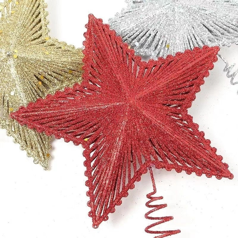 Iron Christmas Tree Top Five-pointed Star Luminous Decoration Christmas Decorations Small Ornaments