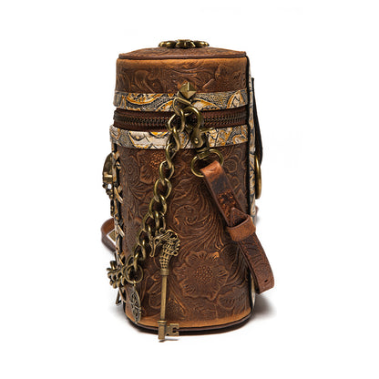 Women's Fashion Retro Head Layer Cowhide Bucket Bag