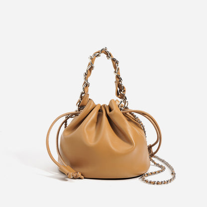 Bolso bandolera con cordón de cuero a la moda para mujer