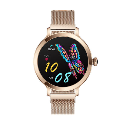 Reloj inteligente AMOLED con Bluetooth para llamadas, presión arterial y frecuencia cardíaca para mujer