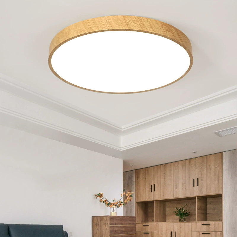 LED plafonnier moderne minimaliste nouveau Style chinois Antique Grain de bois chambre principale salle à manger balcon allée lampes rondes