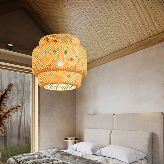 Yin Feng Scandinavian Chandelier Bamboo Woven Bamboo Artwork Pastoral B & B Inn Minimalist Style Creative Japanese Style Bedroom Dining Room Chandelier