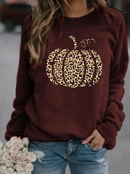 Suéter con estampado inglés de calabaza de Halloween para mujer