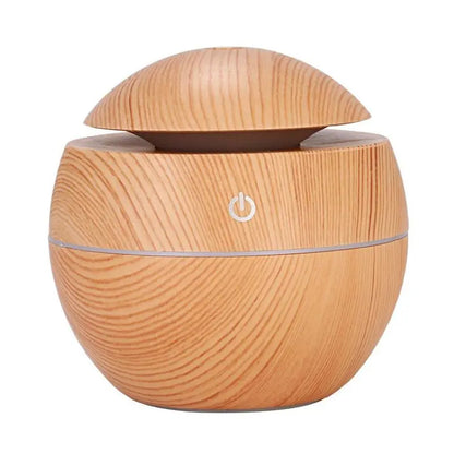 Humidificador con florero de grano de madera, difusor USB para coche, oficina, hogar, luz nocturna colorida, humidificación silenciosa