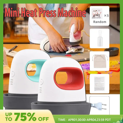 2023 New Portable Mini Iron Heat Press Machine Short Sleeve DIY Label Hot Stamping Machine T-Shirt Printing Easy Heating Transfe