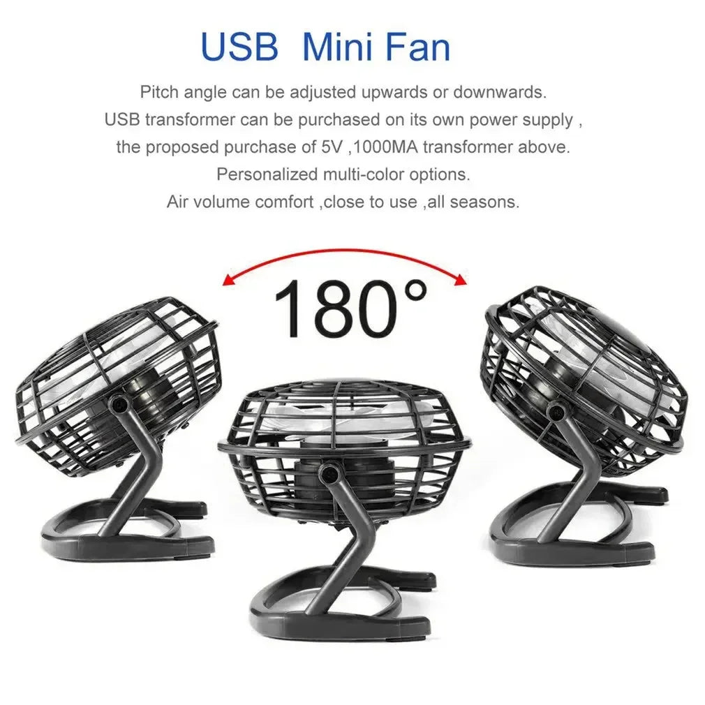 180 ° USB ventilateur silencieux refroidisseur de bureau pour ordinateur portable ordinateur de bureau Ofiice été ventilateur de refroidissement 4 pales rotatif USB Mini ventilateurs prise