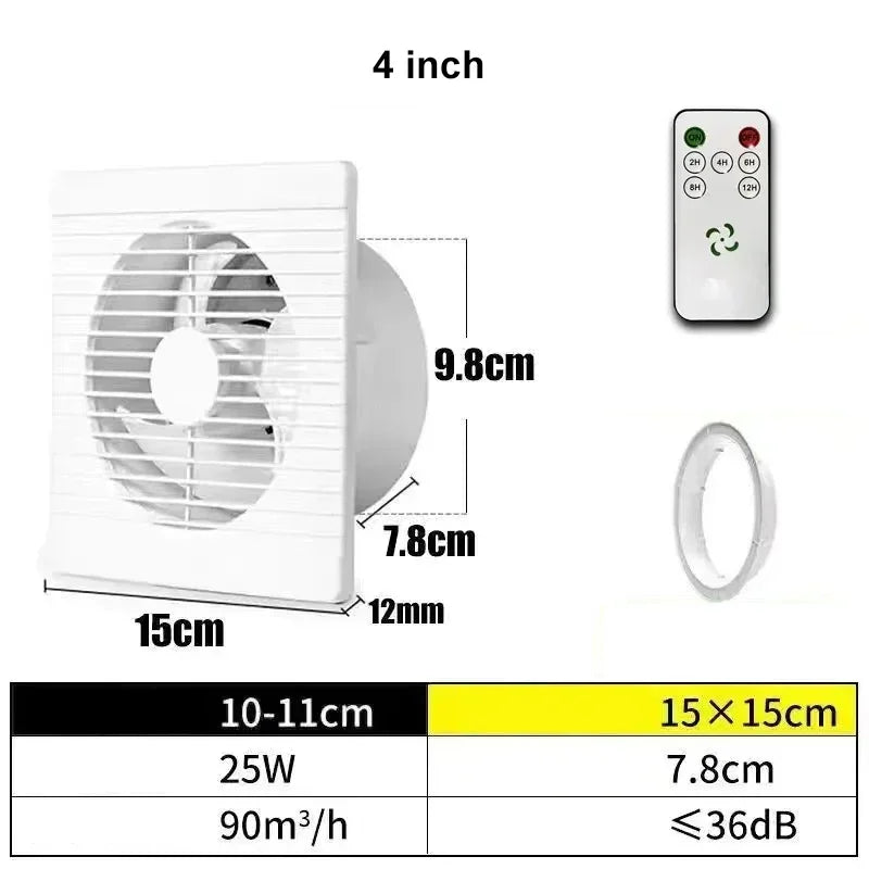 Ventilateur d'échappement mural avec télécommande, 220V, 4/ 6/ 8 pouces, pour fenêtre, salle de bains, toilettes, cuisine, Ventilation avec fonction de synchronisation