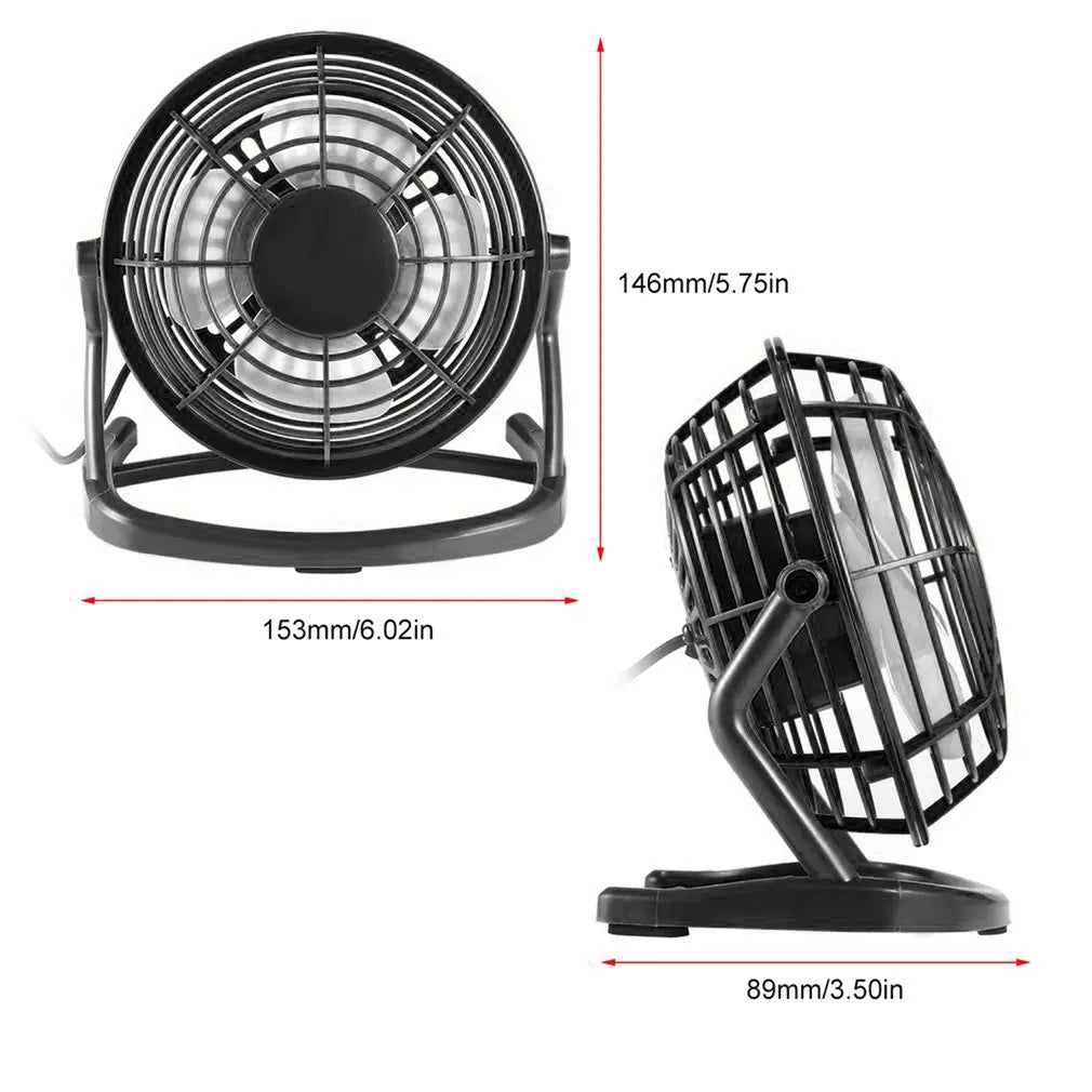 Ventilador silencioso USB, Enfriador de escritorio para ordenador portátil, Notebook, PC de escritorio, Ofiice, ventilador de refrigeración de verano, 4 aspas, Mini ventilador USB giratorio