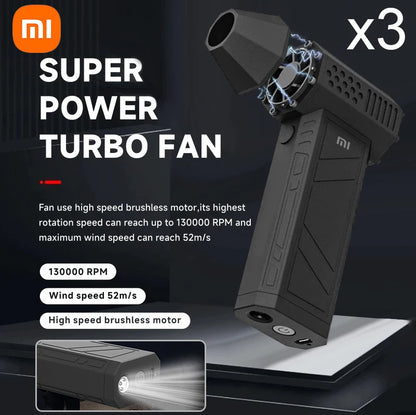 Xiaomi X3 ventilador violento Mini Turbo Jet ventilador de mano Motor sin escobillas de tercera generación 130.000 RPM velocidad del viento 52 m/s ventiladores de conducto