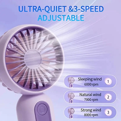 USB Rechargeable Mini Portable Fan With 3 Speeds - Lightweight Handheld Fan - Perfect For Office, Outdoor, Travel, And Camping