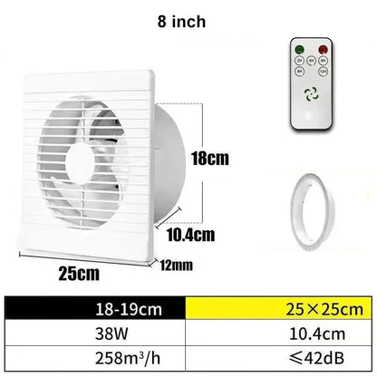 Ventilateur d'échappement mural avec télécommande, 220V, 4/ 6/ 8 pouces, pour fenêtre, salle de bains, toilettes, cuisine, Ventilation avec fonction de synchronisation