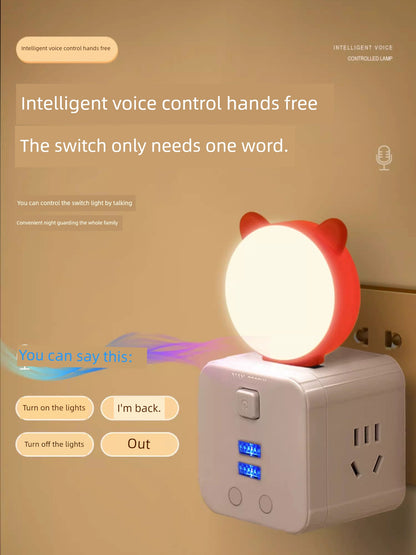 Voice-Activated Sensor Light Induction Lamp LED Intelligent Voice Control Small Night Lamp Bedside Lamp Bedroom Sleep Light Ambience Light Table Lamp