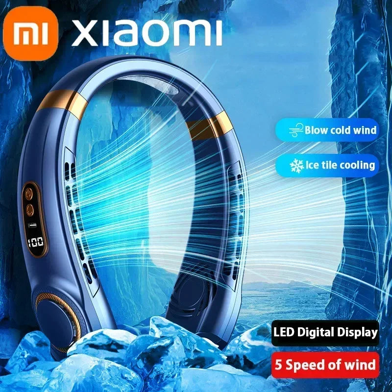 Xiaomi-ventilador de cuello colgante con pantalla Digital, ventilador portátil sin aspas con banda para el cuello, Enfriador de aire portátil para verano, recargable por USB