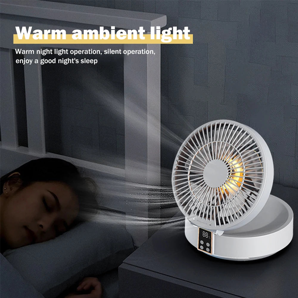 Xiaomi-ventilador de mesa plegable para aire acondicionado, 3 engranajes, inalámbrico, montado en la pared, luz LED, recargable por USB, remoto, 4000mAh