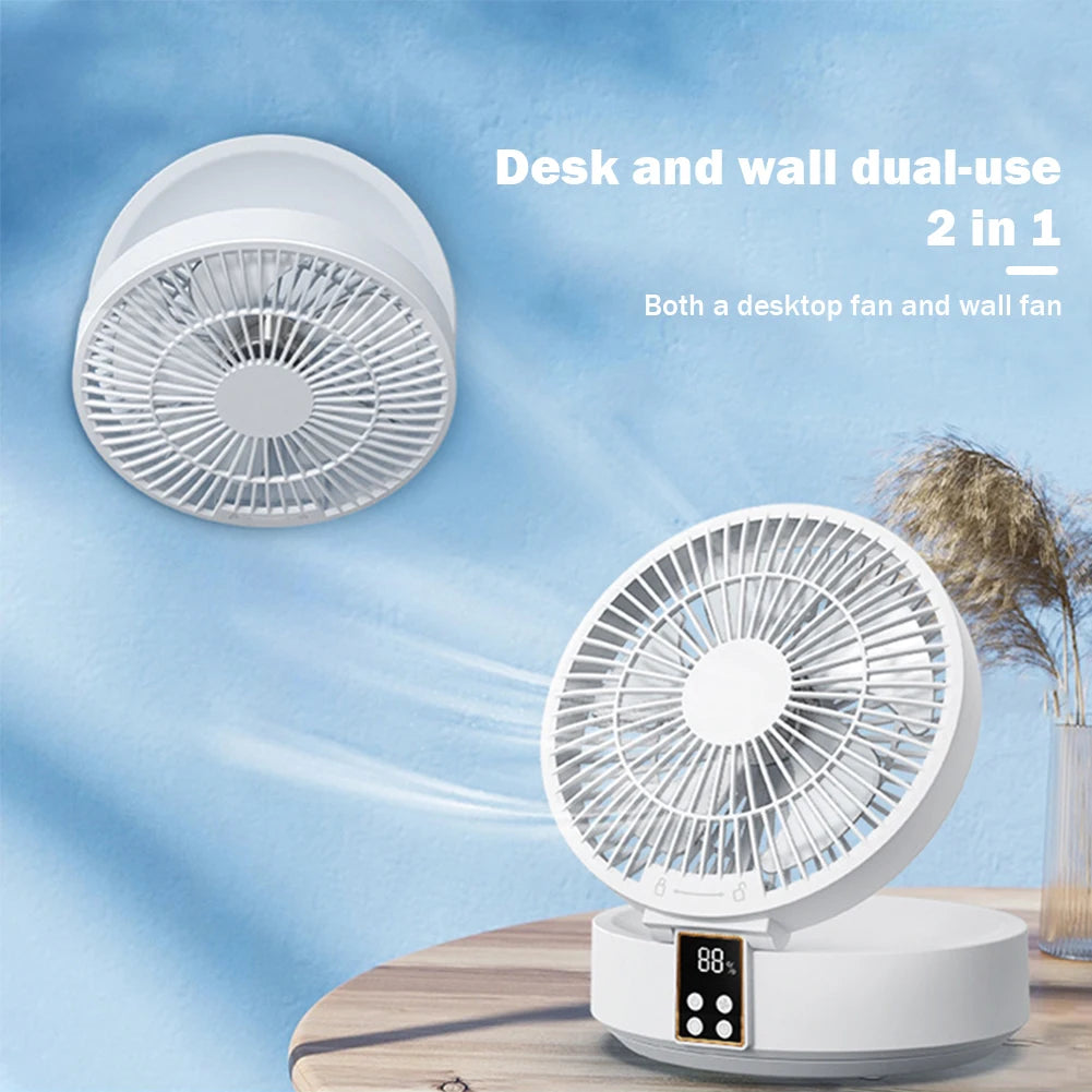 Xiaomi-ventilador de mesa plegable para aire acondicionado, 3 engranajes, inalámbrico, montado en la pared, luz LED, recargable por USB, remoto, 4000mAh