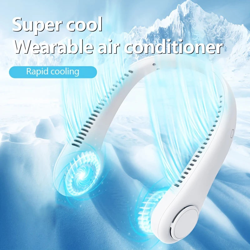 Mini ventilateur monté sur le cou, Portable, sans lame, Rechargeable, refroidisseur d'air, 3 vitesses, pour sport d'été et d'extérieur, 2024, 1200mAh