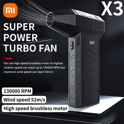 Xiaomi X3 ventilador violento Mini Turbo Jet ventilador de mano Motor sin escobillas de tercera generación 130.000 RPM velocidad del viento 52 m/s ventiladores de conducto