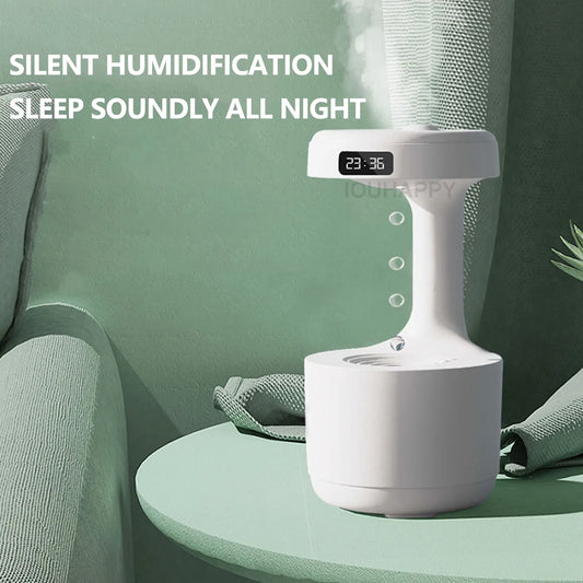 Humidificador de aire con gotas de agua, máquina de aromaterapia, difusor de aceites esenciales de niebla pesada antigravedad, decoraciones de luz nocturna USB