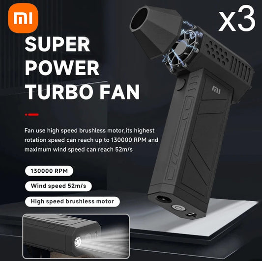 Xiaomi X3 ventilador violento 3. ° ventilador Turbo Jetfan ventiladores fuertes de mano 130000 RPM velocidad del viento 52 m/s con iluminación LED