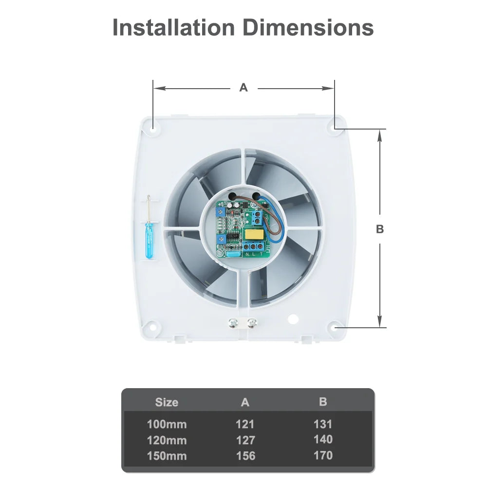 2023 230V conduit 4 "100MM minuterie Humidistat douche intelligente toilette salle de bains extracteur ventilateur d'extraction avec capteur d'humidité