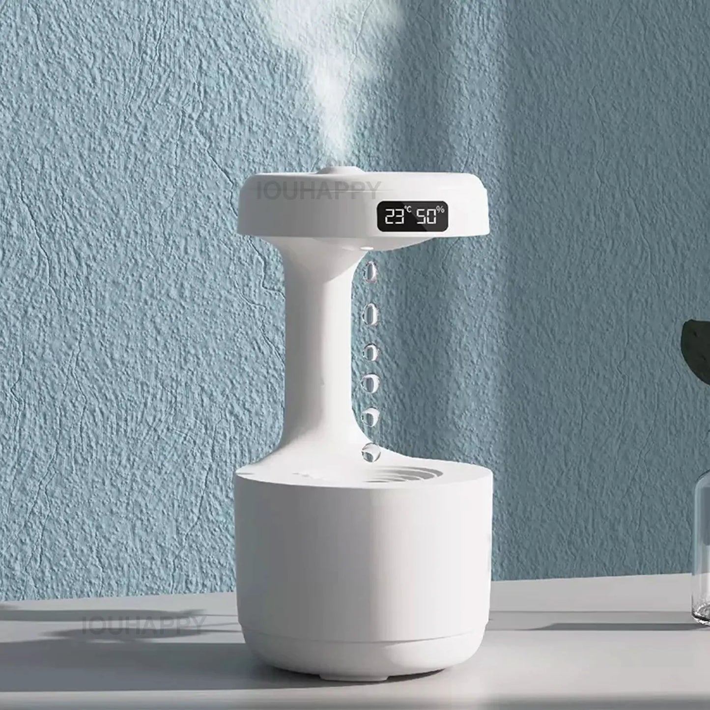 Humidificador de aire con gotas de agua, máquina de aromaterapia, difusor de aceites esenciales de niebla pesada antigravedad, decoraciones de luz nocturna USB