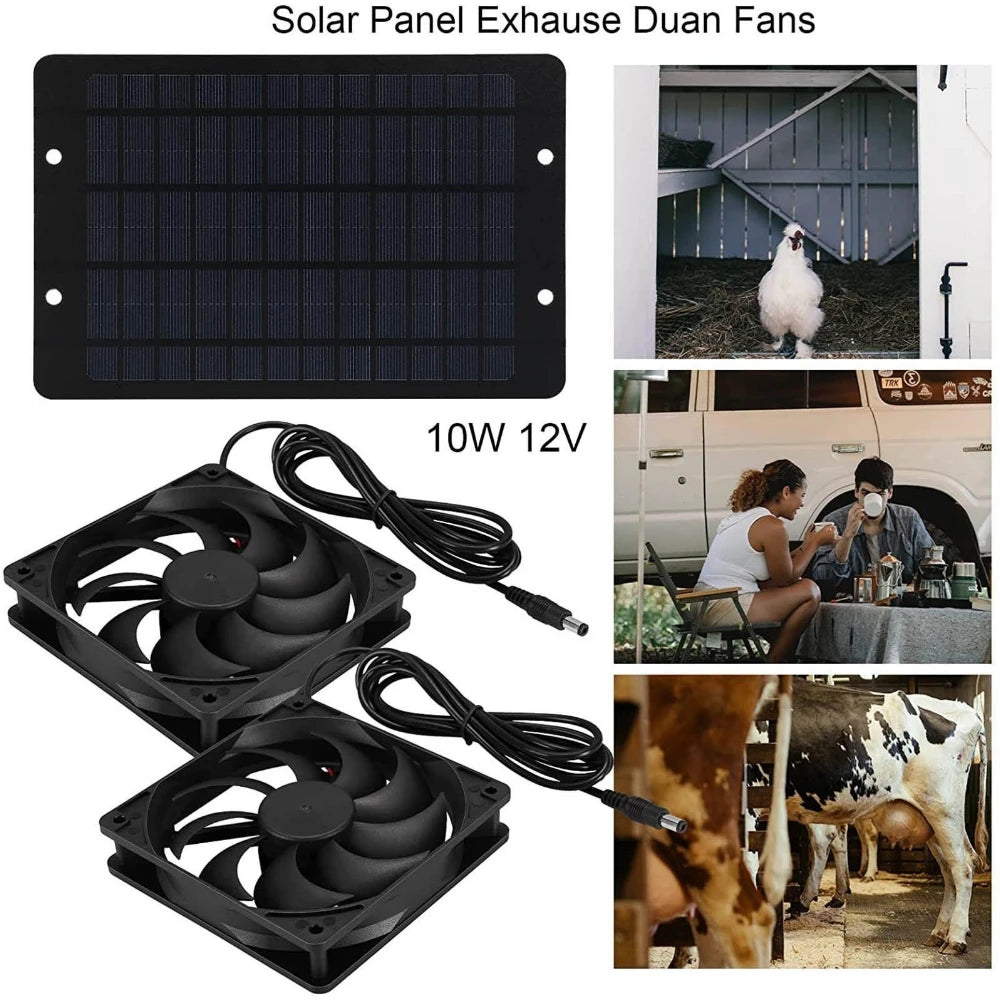 Ventilateur d'échappement solaire 12V, Mini ventilateur de 6 pouces, alimenté par panneau solaire, extracteur d'air pour chien, poulailler, camping-car, serre