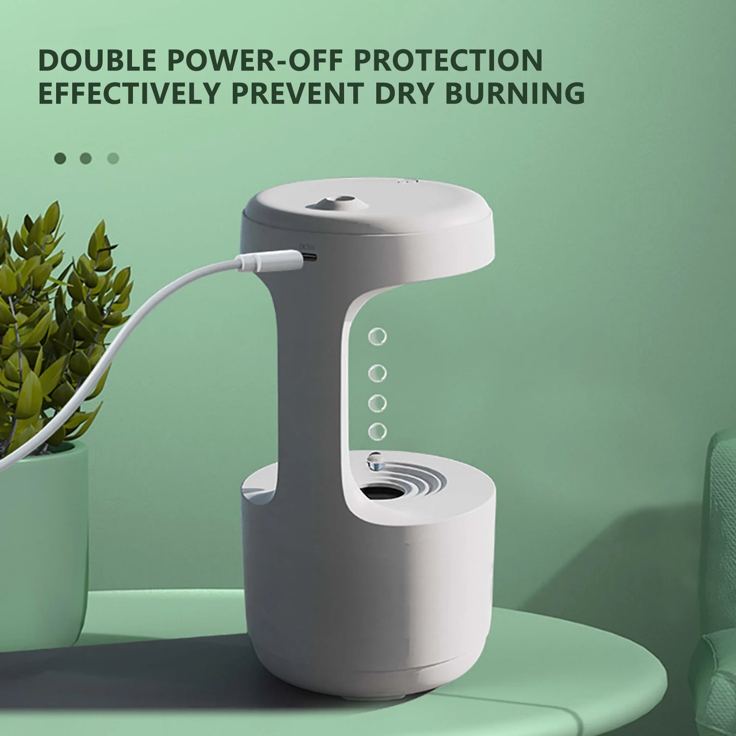 Humidificador de aire con gotas de agua, máquina de aromaterapia, difusor de aceites esenciales de niebla pesada antigravedad, decoraciones de luz nocturna USB