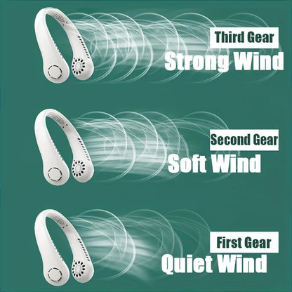 Mini ventilateur monté sur le cou, Portable, sans lame, Rechargeable, refroidisseur d'air, 3 vitesses, pour sport d'été et d'extérieur, 2024, 1200mAh