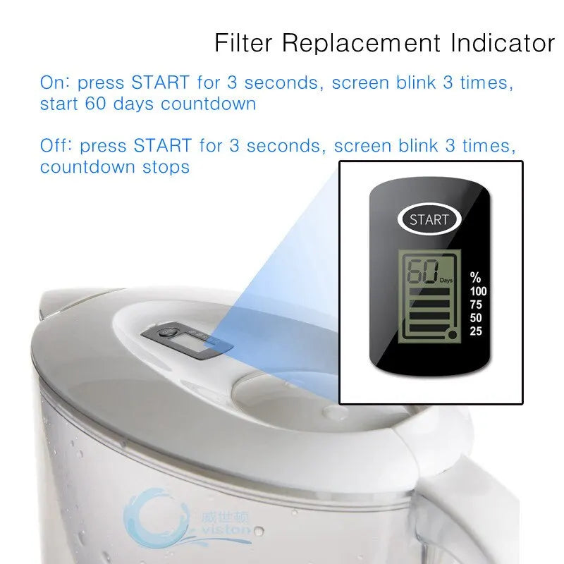 Bouilloire filtrante domestique de 3,5 l, avec dispositif de filtre, purificateur d'eau au charbon actif alcalin et minuterie de nettoyage, Non toxique