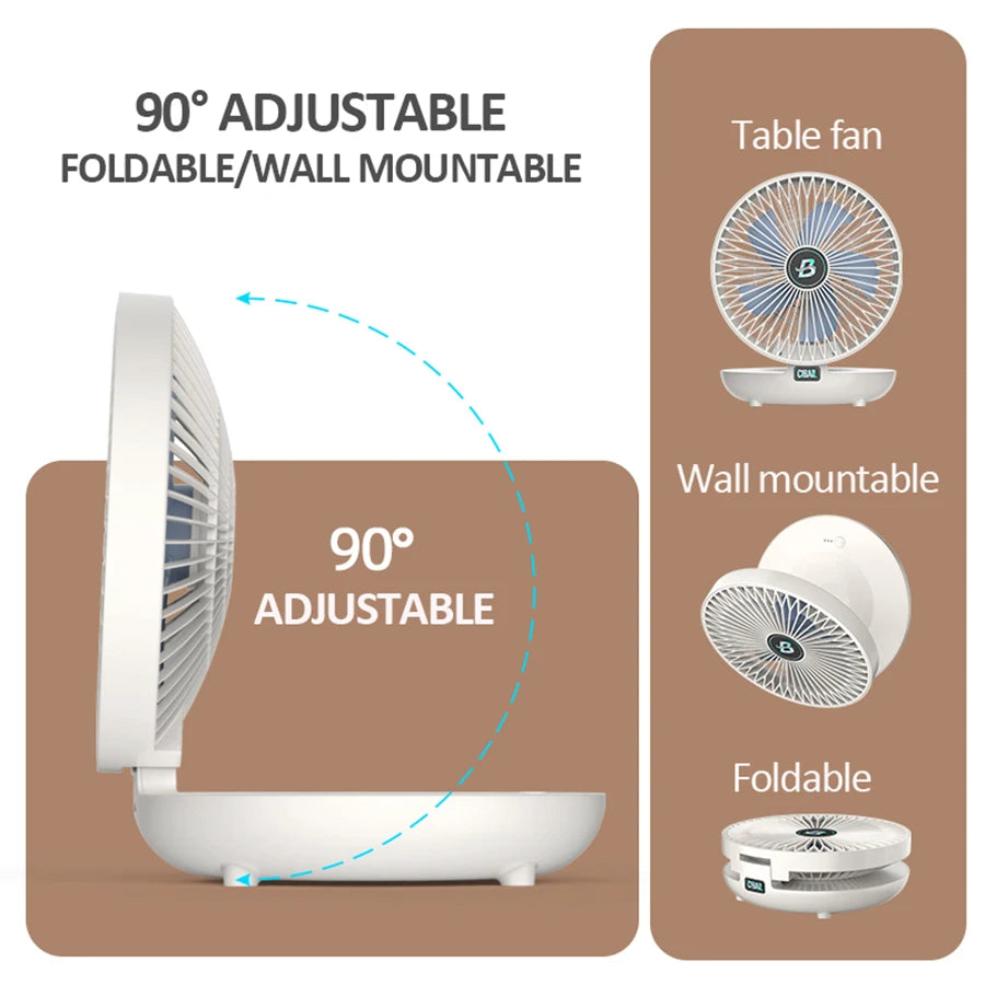 Ventilateur pliable à 90 °, Rechargeable, mural, de Table, climatiseur Portable avec crochet sans rail, pour le bureau et la maison, nouveauté 2024