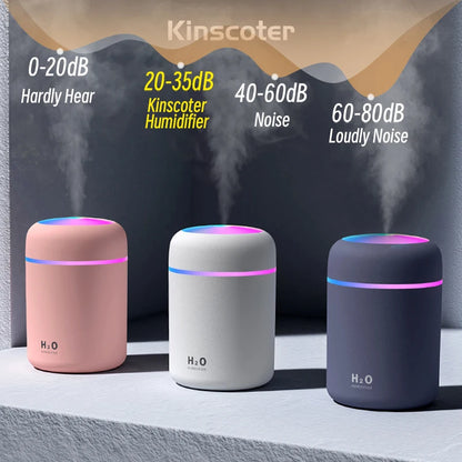 Mini humidificateur d'air ultrasonique de 300ML, lumière romantique, diffuseur d'huile essentielle USB, purificateur de voiture, brumisateur d'arôme et d'anions